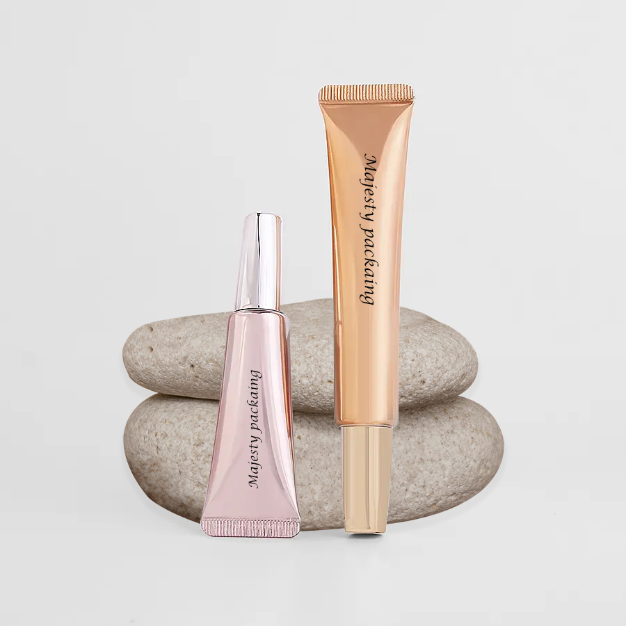 15ml 20ml 30ml PE ABL Soft Eye Serum Squeeze Tubes con boquilla larga de oro rosa Envase cosmético para crema de ojos con protección solar