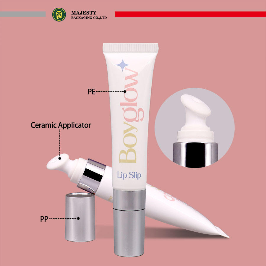 Tubo vacío de plástico para crema de ojos de pequeño volumen, embalaje cosmético para el cuidado de la piel, aplicador de cerámica fácil de usar, tubo personalizado OEM/ODM