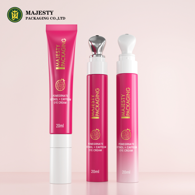 Tubo de crema eléctrico de ojos eléctrico de 15 ml personalizado con aplicador de metal Tubo de embalaje cosmético de color rosa