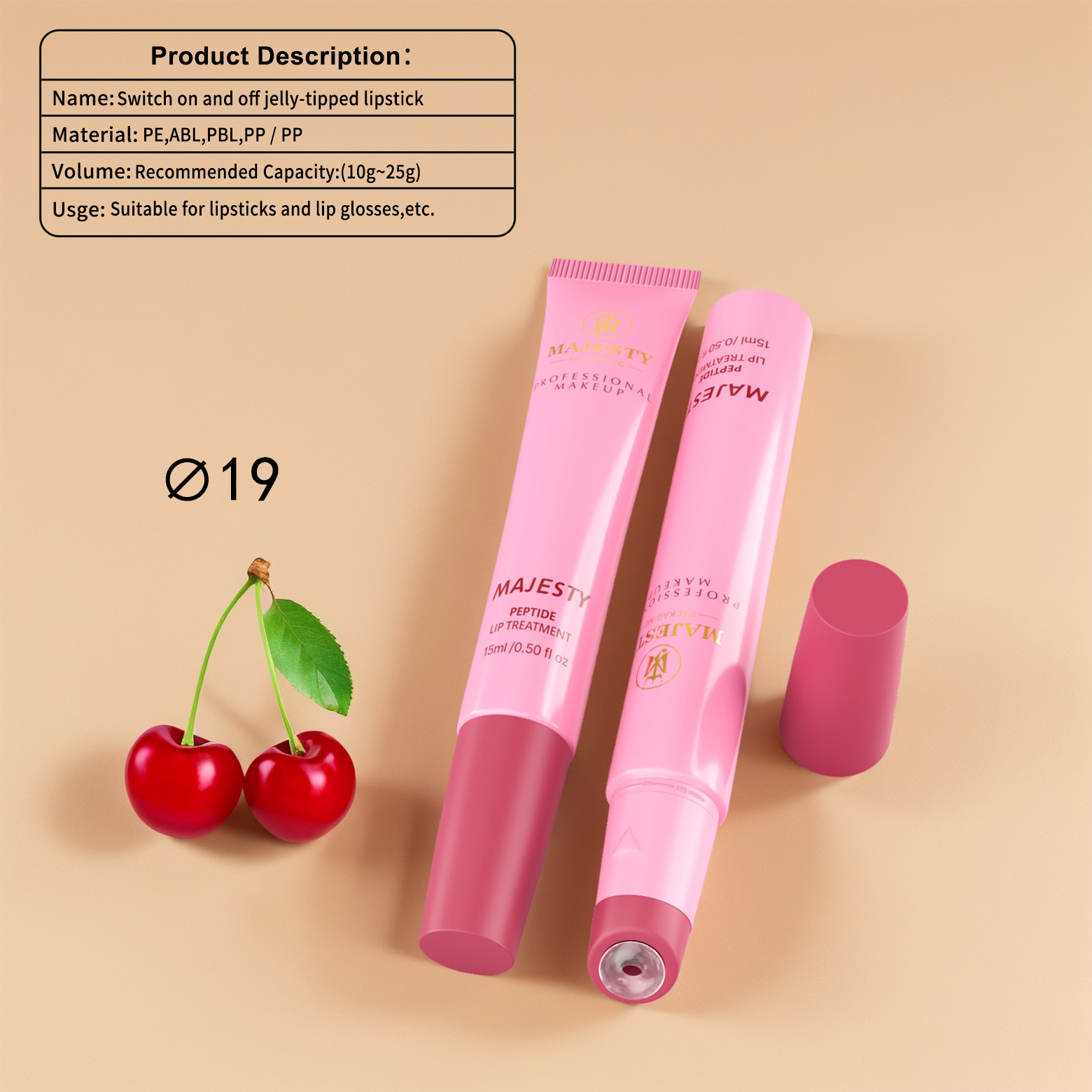 Contenedores de brillo de labios gelatina tubos de plástico cosmético acrílico suave flexible