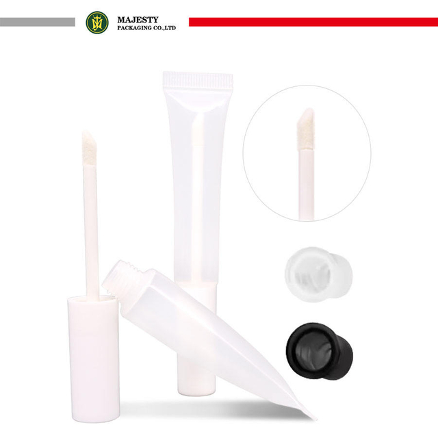 Lápiz labial vacío, brillo de labios, tubo de plástico, cuidado de la piel, embalaje cosmético, aplicador de cepillo, embalaje personalizable de plástico fácil de usar