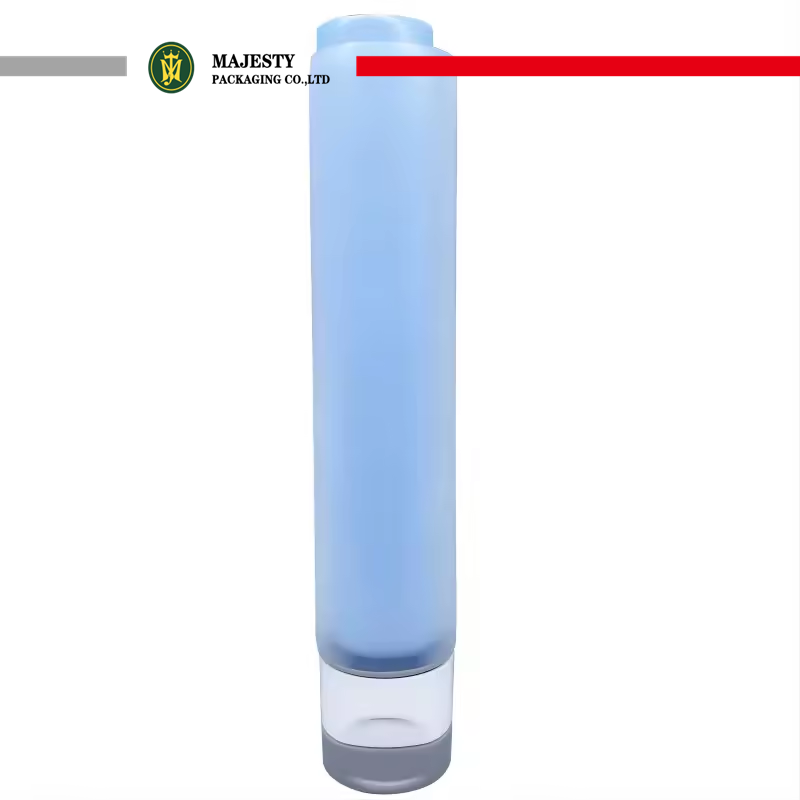 Tapa superior abatible, doble fase, doble cámara, 50 ~ 150ml, loción corporal, crema para ojos, contenedor con tubo cosmético de serigrafía