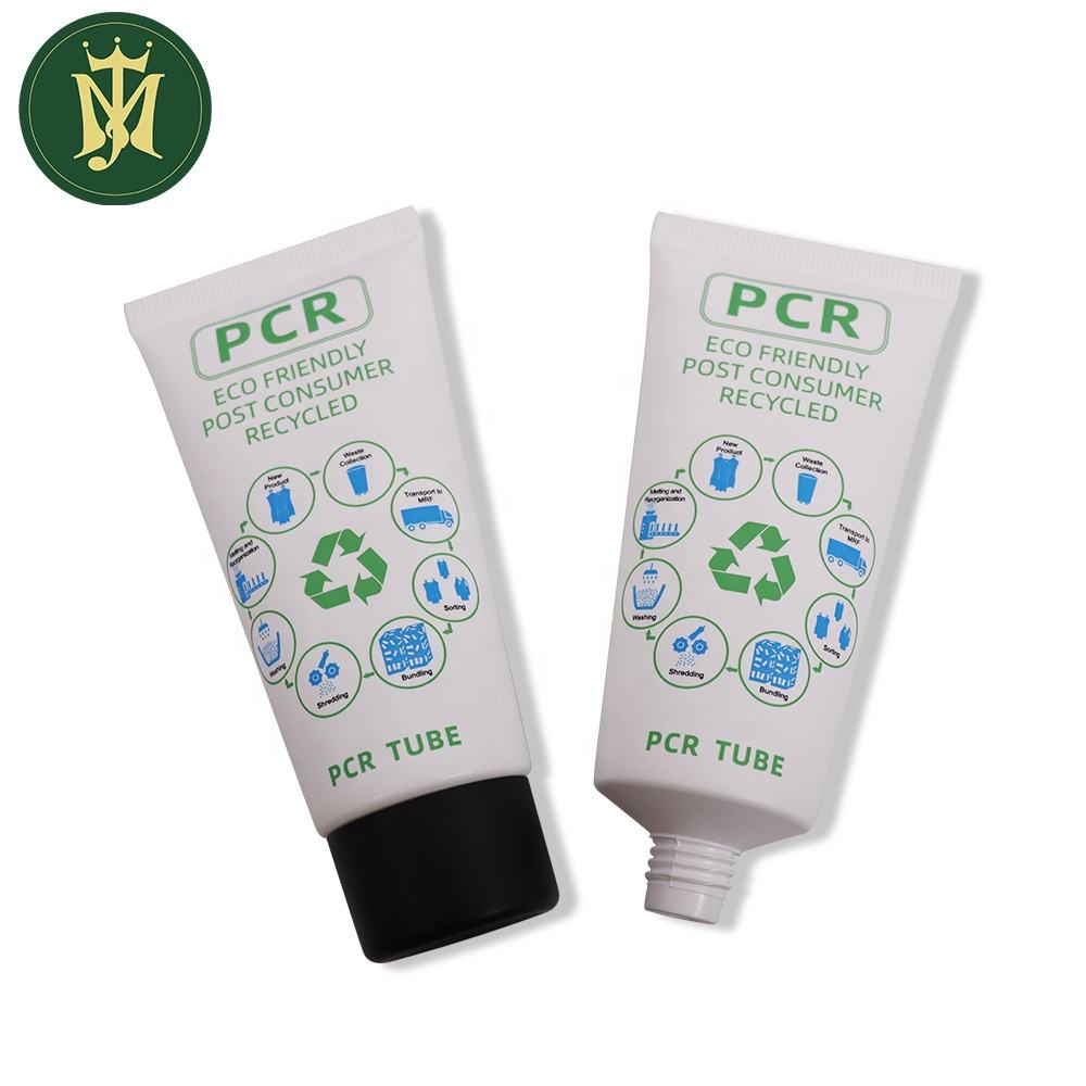 Tubo cosmético de plástico ecológico, embalaje de tubo plástico reciclable PCR, crema de manos, crema facial, tubo cosmético de plástico protector solar