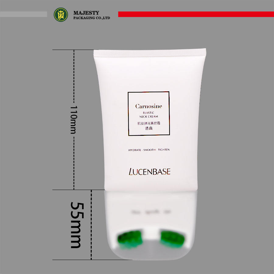 Tubo de plástico ovalado plano de plástico reciclable respetuoso con el medio ambiente, tubo funcional de masaje con dos rodillos para cuidado de la piel y crema para el cuidado del cuerpo, 80ml