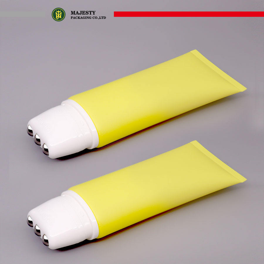 Aplicador de masaje con bola de Metal inoxidable, tubo de plástico para aceite de masaje, tubo de cuidado Personal, embalaje con cosméticos de impresión Offset