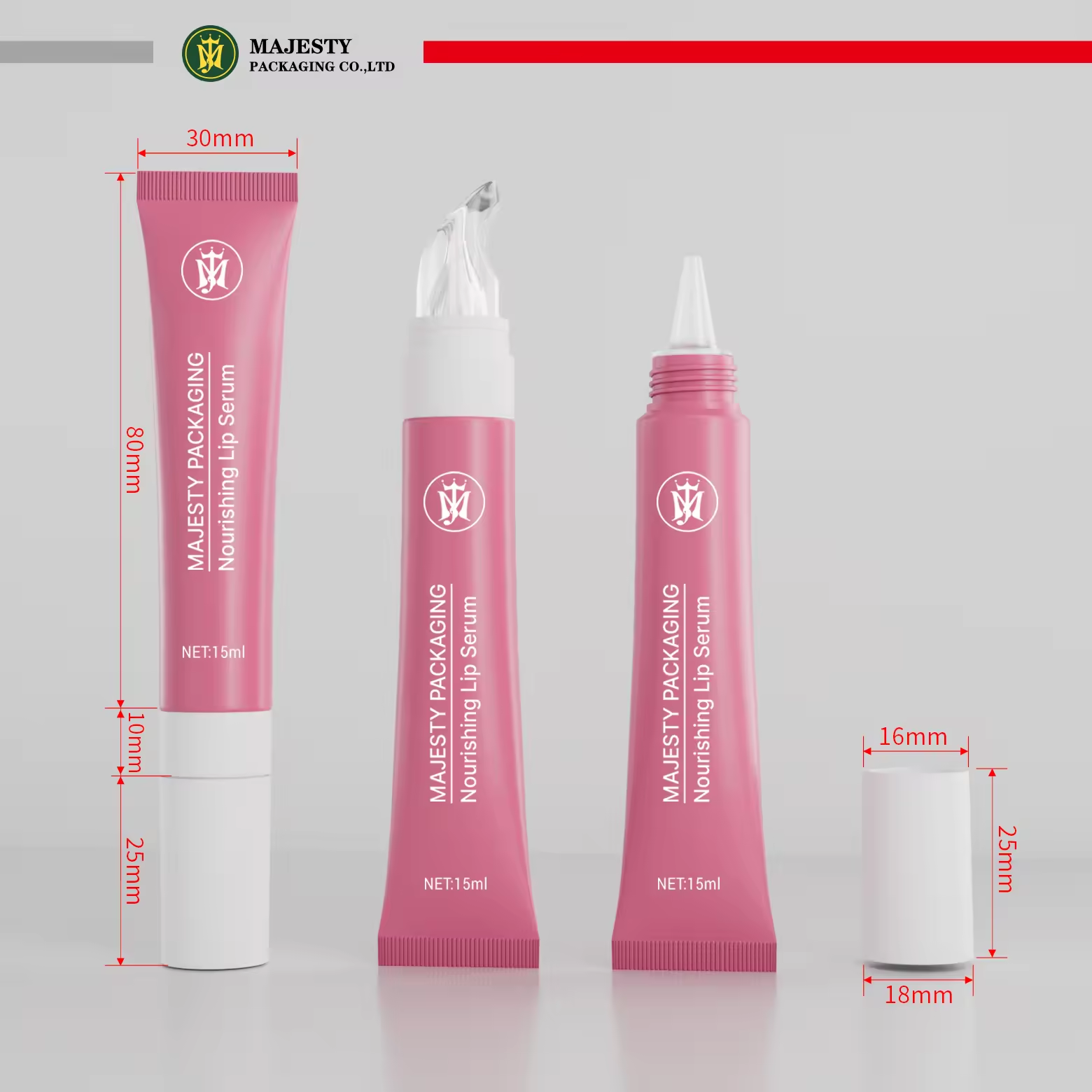 Tubo de lápiz labial y brillo de labios de PP suave personalizado con aplicador de plástico con tapón de rosca y cuentagotas para cosméticos