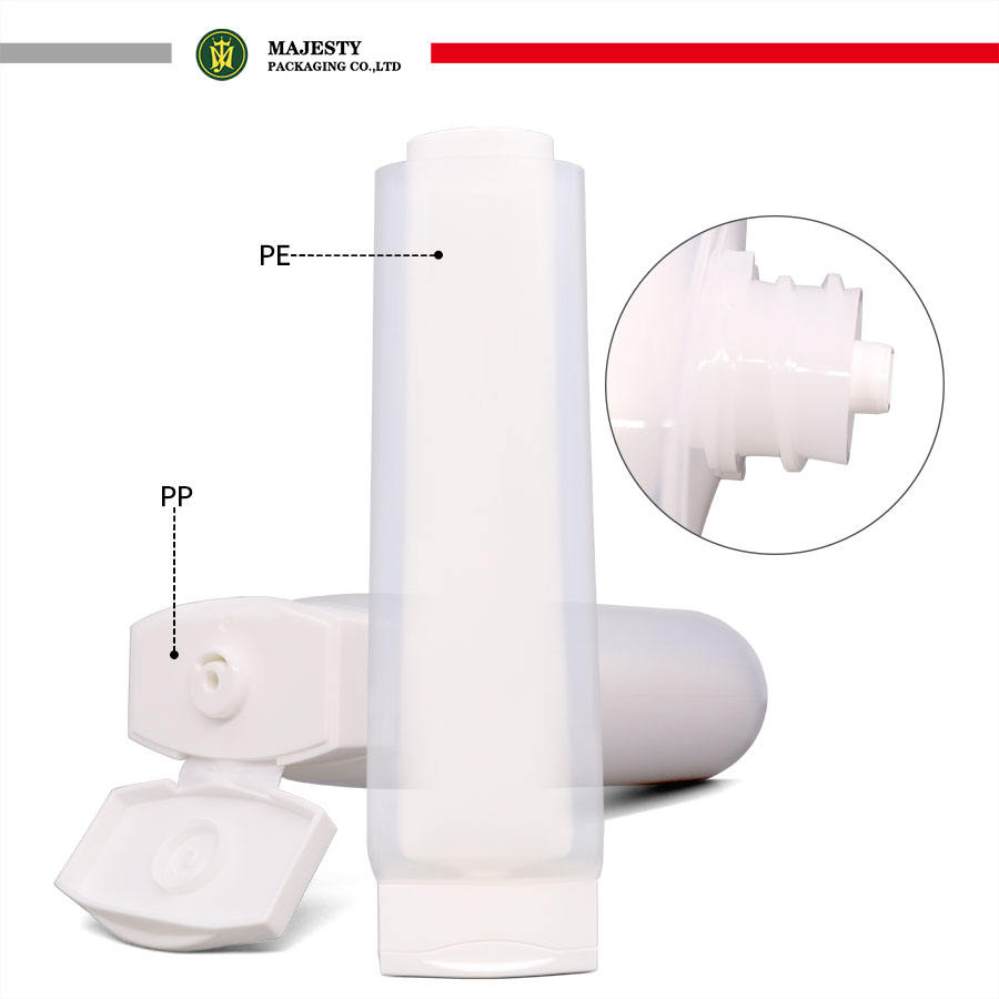 Tubo doble de doble fase personalizado, tapa abatible, tubo cosmético de plástico para el cuidado de la piel de 100ml para loción corporal, doble compresión para mayor comodidad