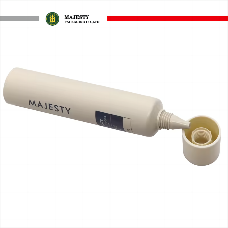 Tubo de PE personalizado de 10-40ml y 5 capas, tubos de PE vacíos de tacto suave, base de protección solar, cuidado facial, contenedor de tubo con boquilla larga