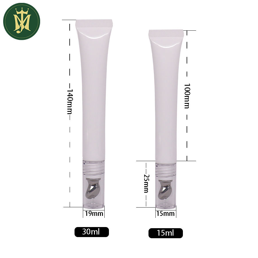 Tubo de plástico de la nueva serie popular con aleación de zinc o aplicador de cerámica Tapa PETG Tubo cosmético de plástico Embalaje Bálsamo labial Lápiz labial