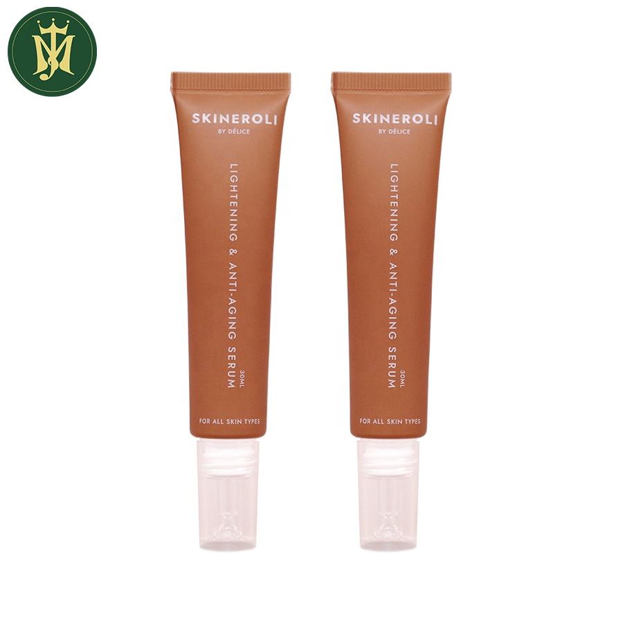 Tubos de plástico PETG transparentes personalizados de 10 ml-30 ml con impresión Offset de cubierta de boca larga para esencia de crema cosmética para ojos