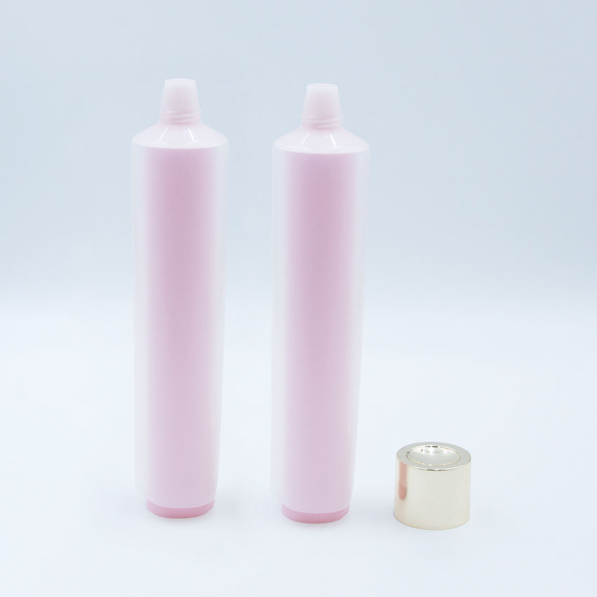 Tubo de compresión suave transparente personalizado de doble cámara, embalaje extruido de PE doble, crema para el cuidado de la piel, protector solar facial, loción para ojos
