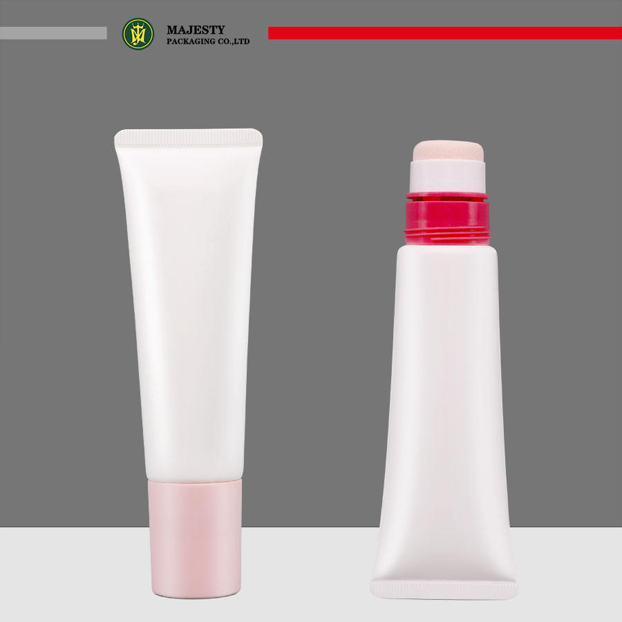 Tubo de plástico vacío para aplicación de esponja, aplicador de esponja dispensadora media, loción corporal, crema facial, embalaje de plástico