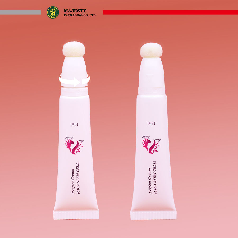Tubo de brillo de labios vacío de plástico PE, 10ml, cojín de aire flocado, cabezal de esponja de esmalte de labios, tubo de embalaje cosmético, superficie de impresión Offset