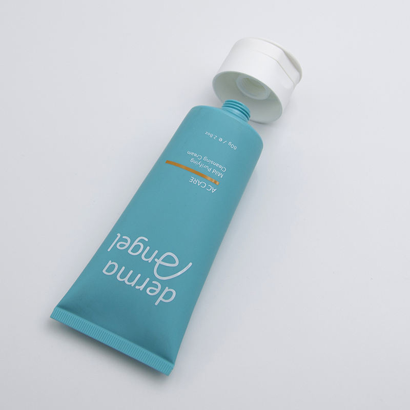 Tubo exprimidor de plástico blando hecho a medida para cosméticos, crema de manos, limpiador facial, protector solar, diseño con tapa abatible
