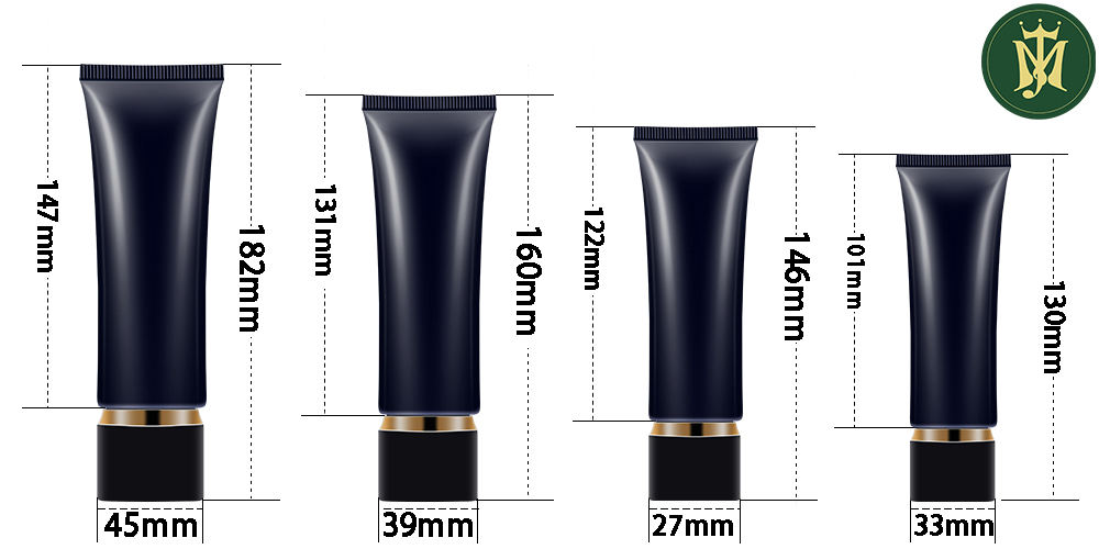 Tubos de plástico cosméticos triangulares para loción, lavado de cara, crema de manos, protector solar, cuidado de la piel, diseño único, 30mm de diámetro
