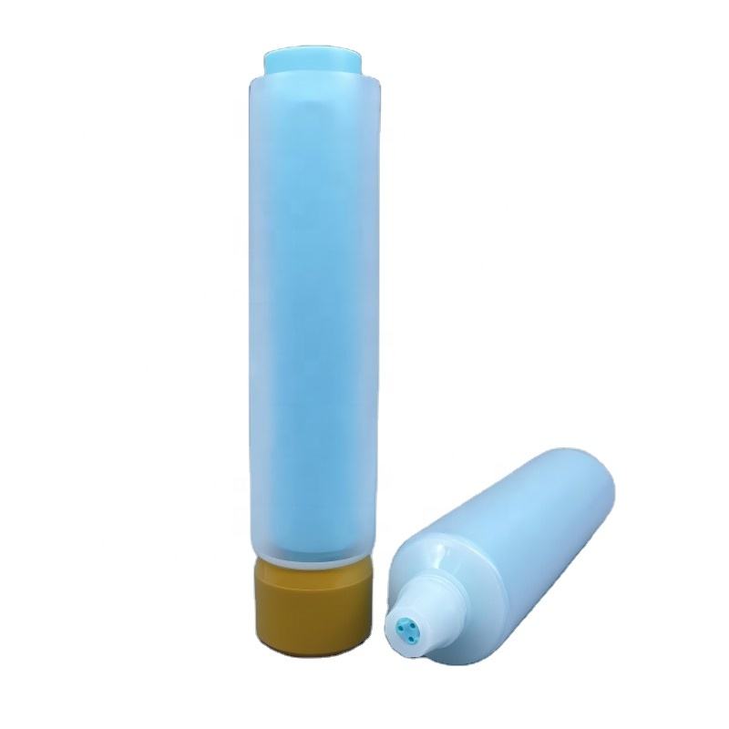 Envase de crema para ojos de loción de 50 ~ 100 ml de tubo doble suave de plástico de doble cámara con serigrafía para uso cosmético