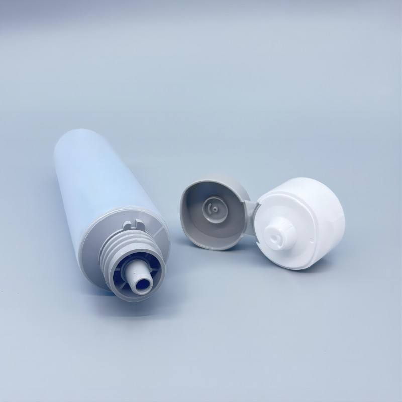 Tapa superior abatible, doble fase, doble cámara, 50 ~ 150ml, loción corporal, crema para ojos, contenedor con tubo cosmético de serigrafía