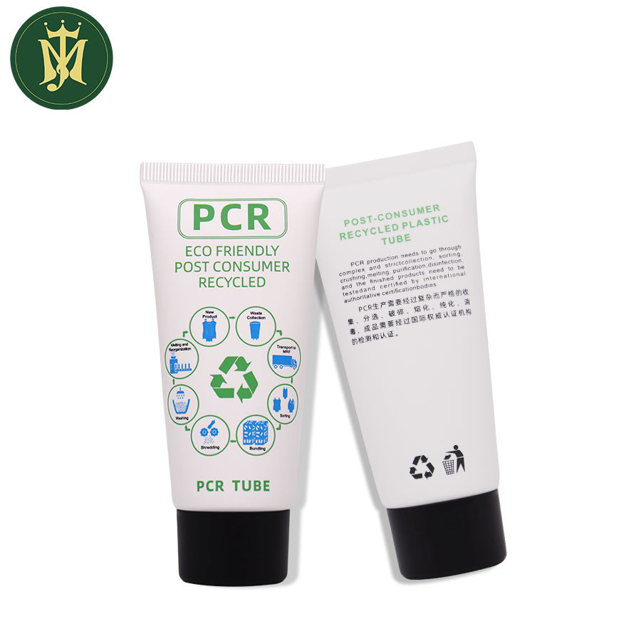 Tubo cosmético de plástico ecológico, embalaje de tubo plástico reciclable PCR, crema de manos, crema facial, tubo cosmético de plástico protector solar