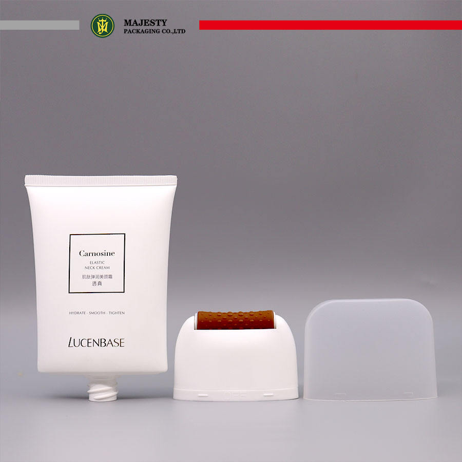 Tubo exprimidor de plástico ovalado vacío de 120ml con rodillo de masaje para tubo cosmético de loción crema con rodillo de encendido y apagado de silicona