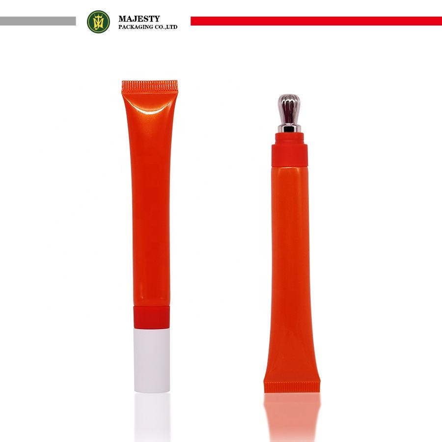 Embalaje de tubo cosmético de plástico vacío, tubo de bálsamo labial para crema de ojos, aplicador de masaje de aleación de Zinc o cerámica, embalaje de tubo para cuidado de la piel