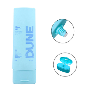OEM 30ml 50ml Tubos de plástico PE planos ovalados con tapa abatible para protector solar BB Cream Foundation Crema facial Envase cosmético para apretar
