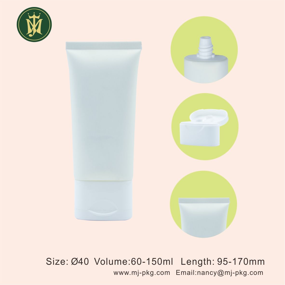 Tubo de plástico blanco suave personalizado para cosméticos vacío 60ml 100ml 120ml tapa abatible para crema de ojos champú crema de manos protector solar