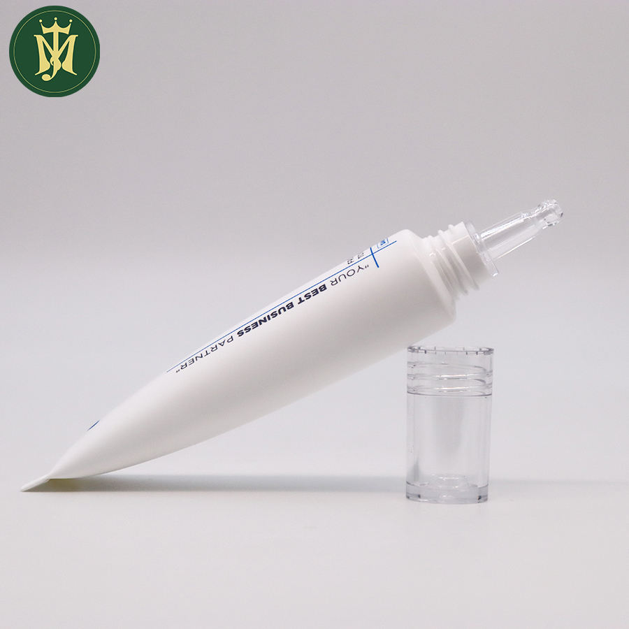 Tubos de plástico PETG transparentes personalizados, cubierta de gota de boca larga para crema cosmética para ojos, protector solar de esencia, 10ml-30ml
