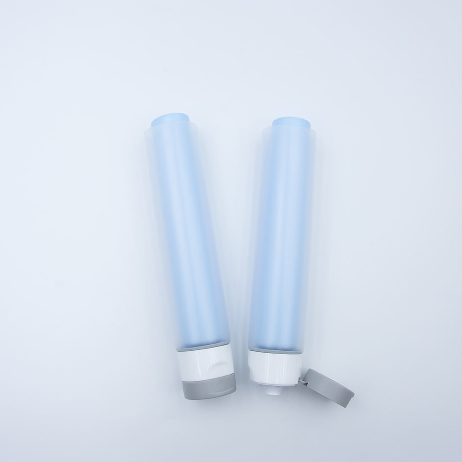 Tubo cosmético de doble cámara de plástico transparente, tubo cosmético de compresión suave, embalaje doble para el cuidado de la piel, tubos de plástico vacíos para loción y crema