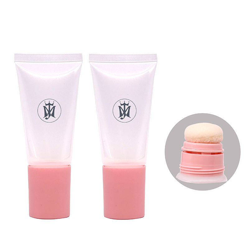 Corrector cremoso de tubo vacío suave de plástico OEM, 30ml/50ml, con aplicador de esponja, embalaje de maquillaje para rubor facial suave