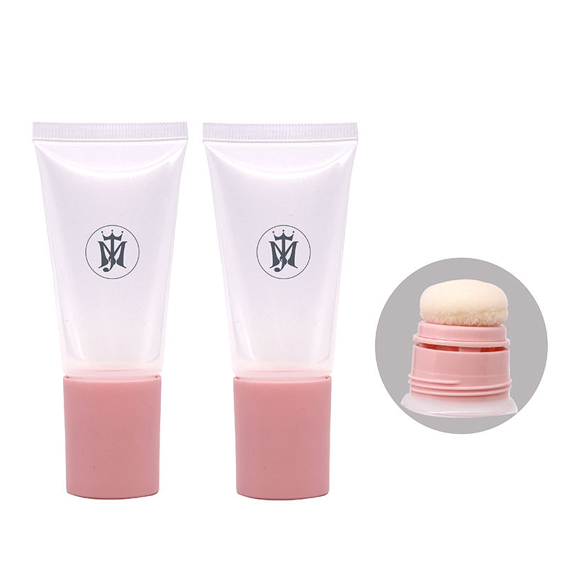 Corrector cremoso de tubo vacío suave de plástico OEM, 30ml/50ml, con aplicador de esponja, embalaje de maquillaje para rubor facial suave