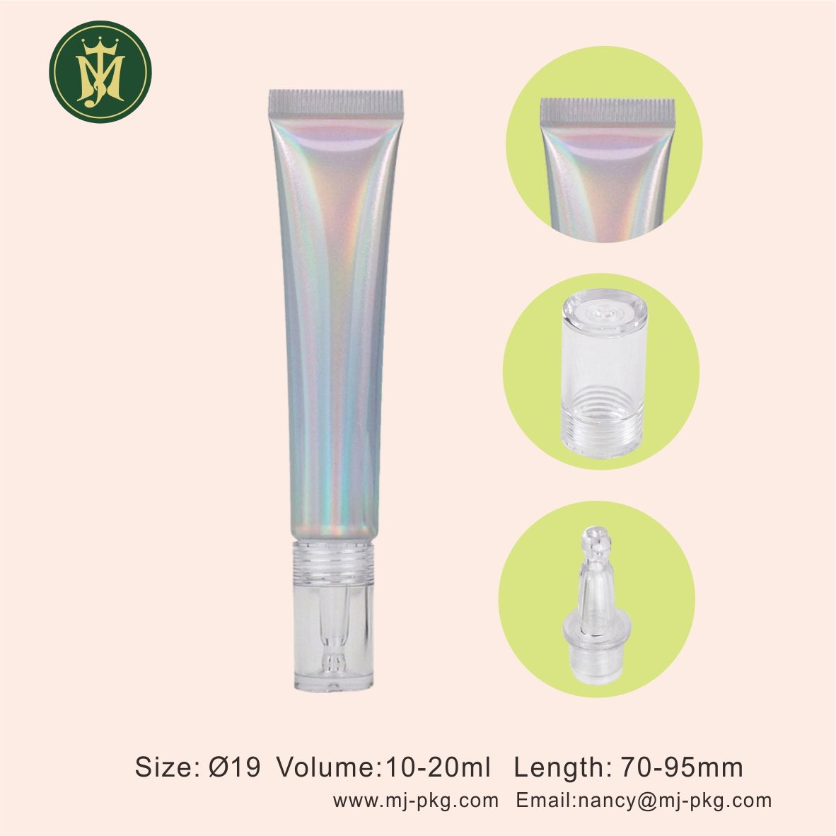 Tubo láser de plástico suave para apretar, 20ml, 20G, con punta para boquilla, embalaje, Gel reparador, cosméticos para crema de ojos con protección solar