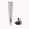 Tubo de plástico de aluminio suave cosmético vacío de 20g y 20ml con tapa de bomba sin aire, exprimidor láser plateado para embalaje de crema facial con protección solar