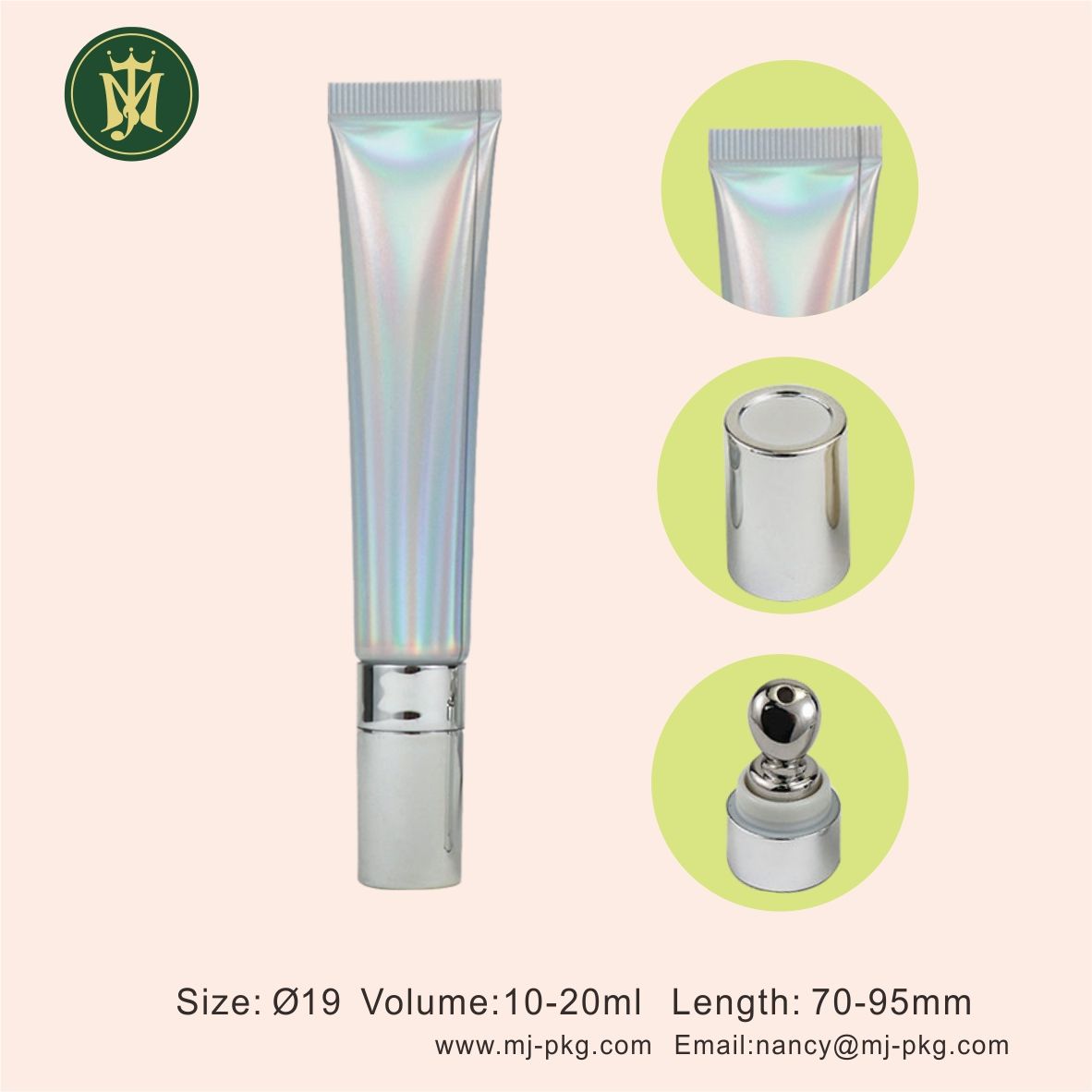 Tubo de crema para ojos con aplicador de masaje de astilla de metal 10 ml 25 ml 30 ml Tubo suave de plástico de aluminio ABL