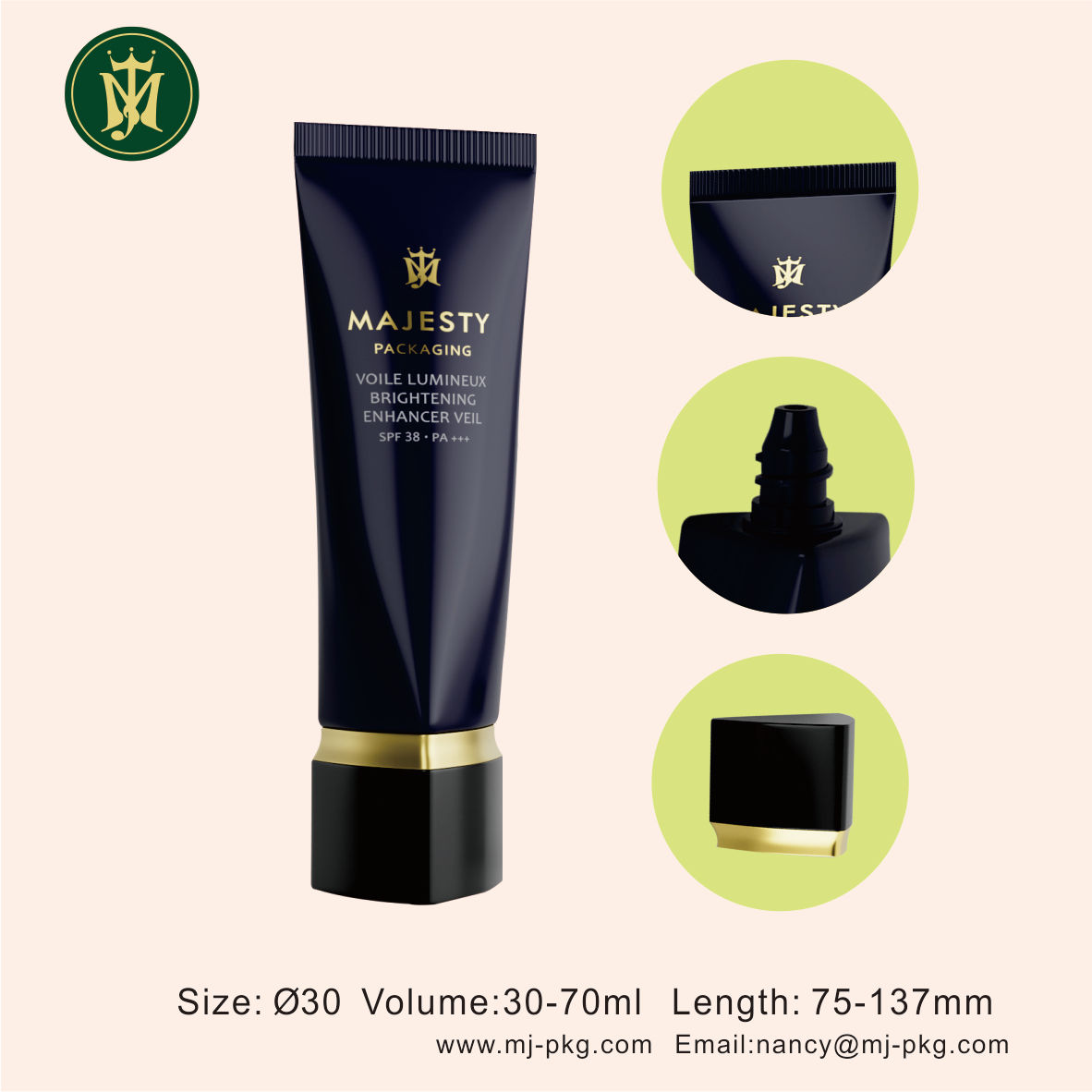 D30 D40 Mm Tubo exprimidor triangular personalizado, envase para crema de manos para lavado de cara, embalaje cosmético, tubo vacío de extrusión