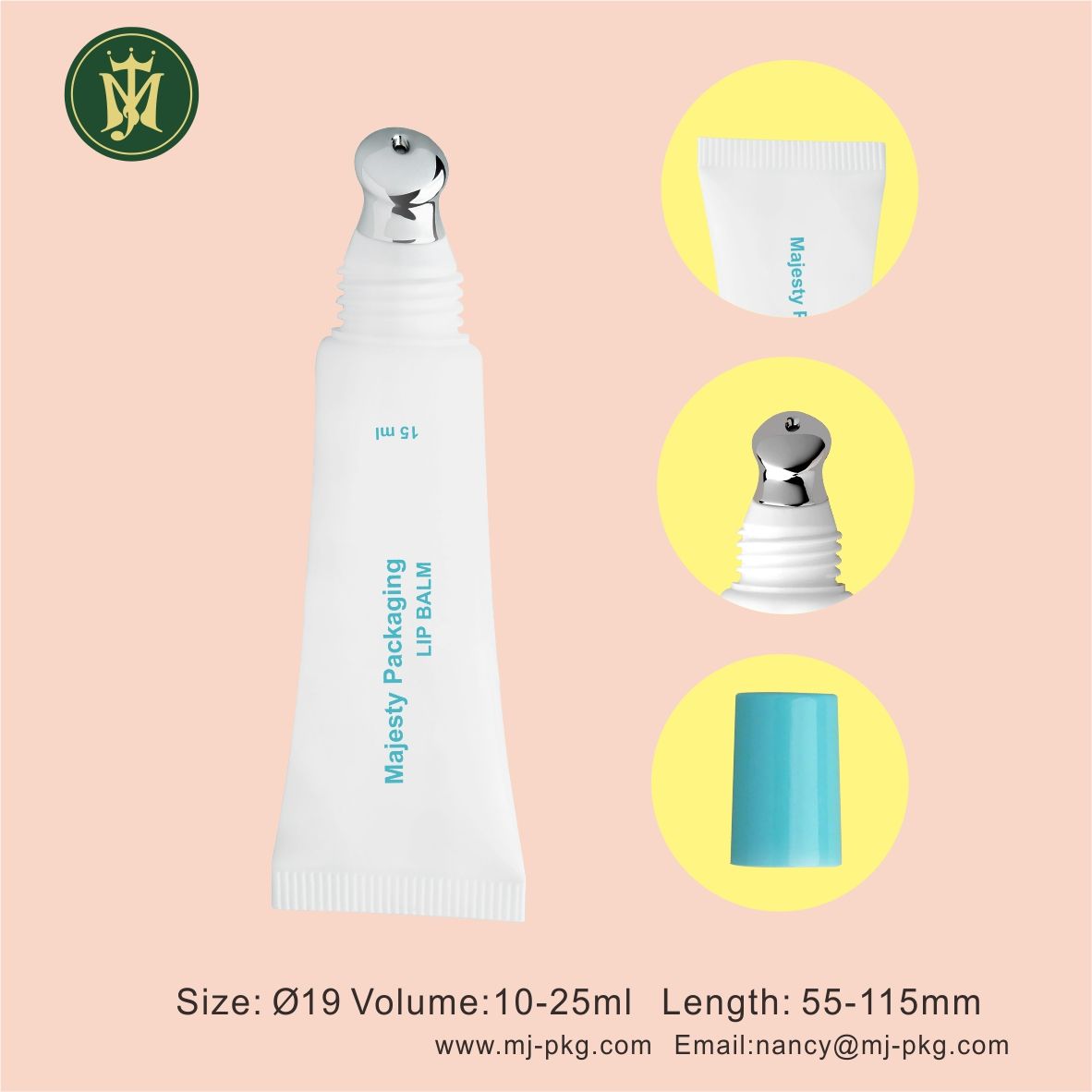 Tubo cosmético para apretar labios con punta de Metal, tubo de plástico para masaje ocular de aleación de Zinc, embalaje para suero para pestañas, 10 Ml a 25 Ml