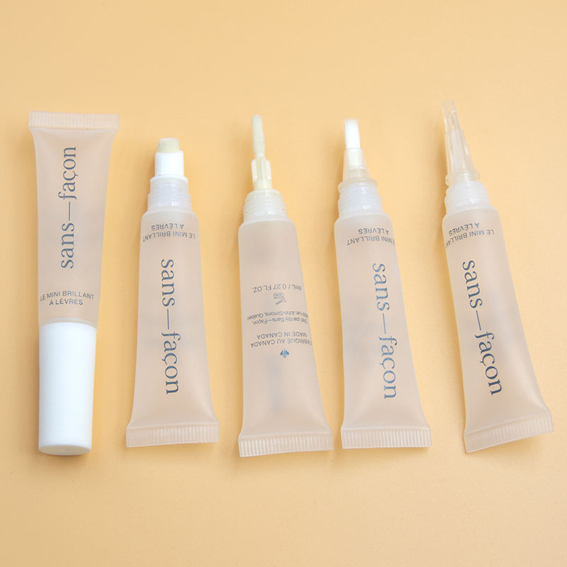 Tubos de brillo de labios de plástico vacíos con cabezal de cepillo, envase exprimidor de cosméticos limpio, embalaje para maquillaje, cuidado de labios
