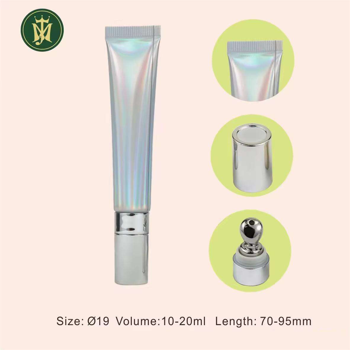 ABL-tubo exprimidor con cabeza de tornillo de aleación de Zinc, 19mm, 10ml, 15ml, 20ml, tapa cromada para aplicador cosmético de barra de labios y crema para ojos