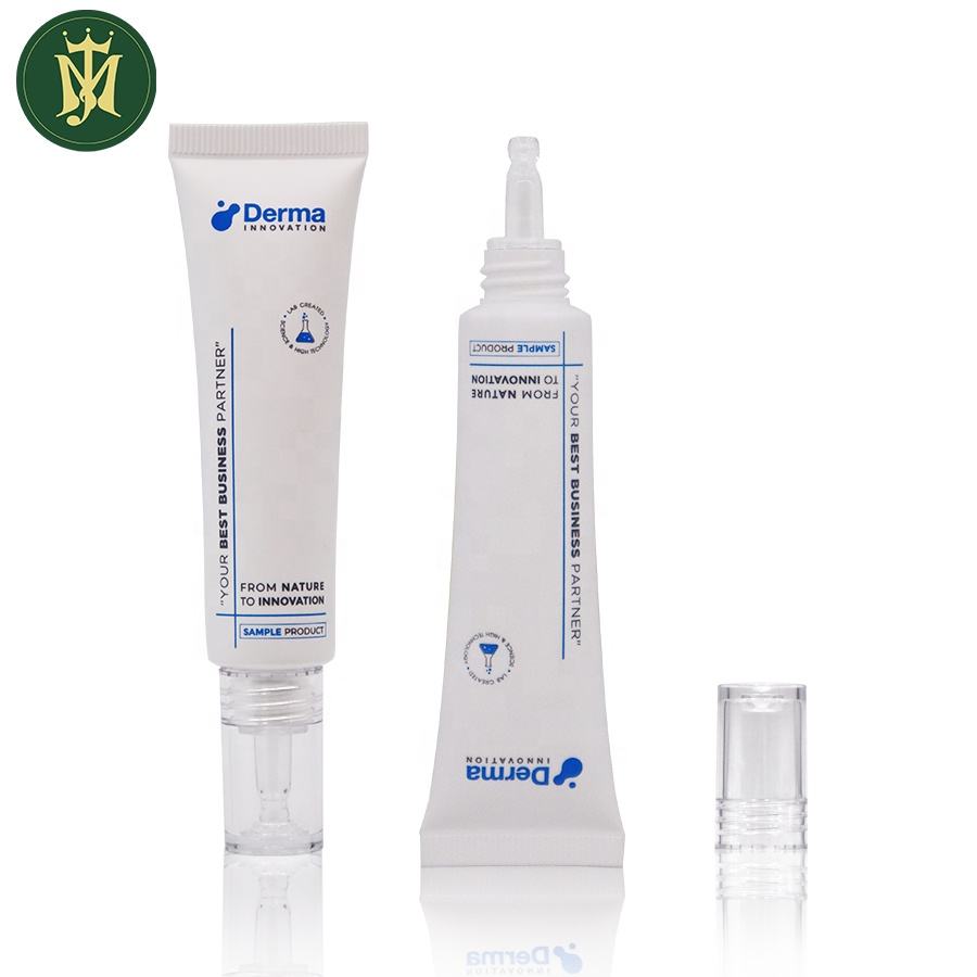 Tubo de plástico para crema de ojos, 10ml, 15ml, con aplicador PETG, tubo de plástico para cuidado de la piel, embalaje cosmético, tubo vacío para ojos