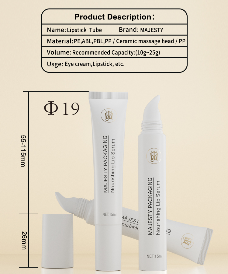 tubo personalizable con aplicador de lápiz labial inclinado 