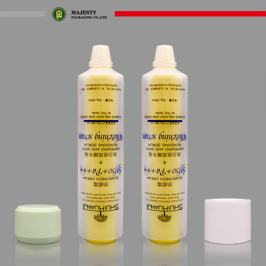 Cámaras gemelas de plástico personalizadas, tapón de rosca de doble tubo, crema para manos, cuidado de la piel, loción corporal, cosméticos de colores personalizados