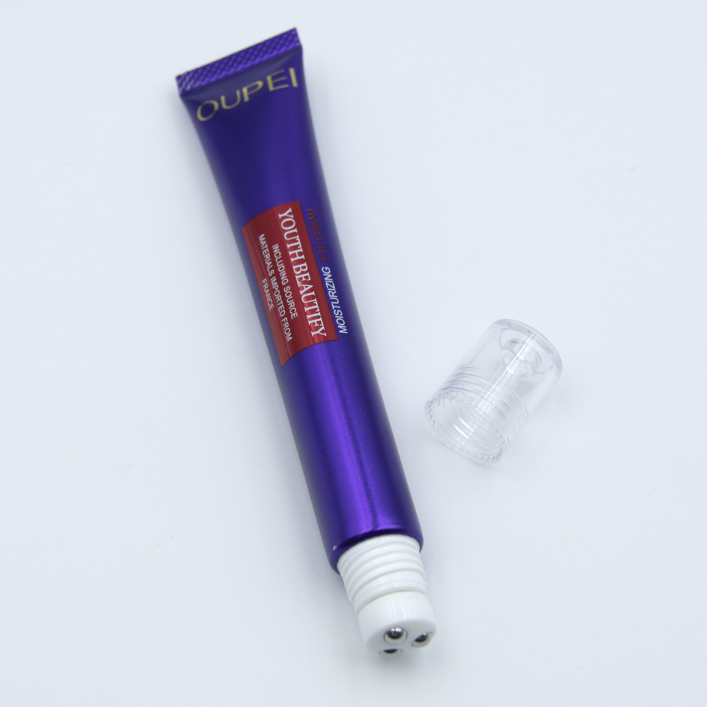 Tubo de plástico vacío para crema para ojos, tubo cosmético para cuidado de la piel, embalaje de 10ml, 20ml, 30ml, rodillo de aleación de Zinc, tubo aplicador de masaje personalizado