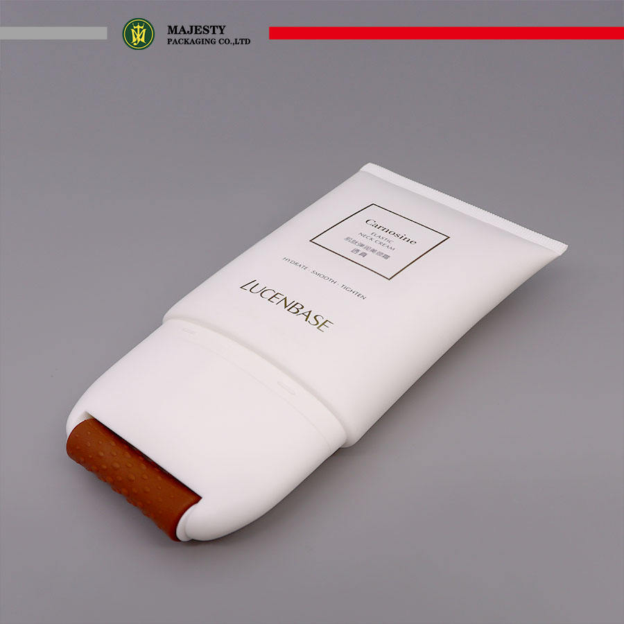 Tubo exprimidor de plástico ovalado vacío de 120ml con rodillo de masaje para tubo cosmético de loción crema con rodillo de encendido y apagado de silicona