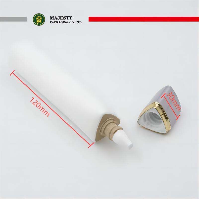 Tubo de compresión triangular con logotipo personalizado, embalaje vacío de 30mm, crema de lavado de cara, lápiz labial, 0,5mm de espesor, Material PP, tapón de rosca, protector solar