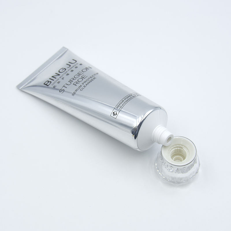 Custom120ML, embalaje de tubo de plástico PE suave vacío impreso, estampado en caliente, manipulación de superficies, envases para embalaje de loción limpiadora Facial