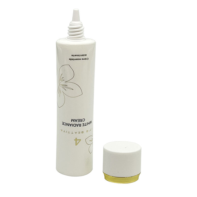 Tubo exprimidor vacío de forma ovalada, embalaje de plástico de 15ml-35ml para crema facial esencial, protector solar, maquillaje líquido, tapa de tornillo dorado