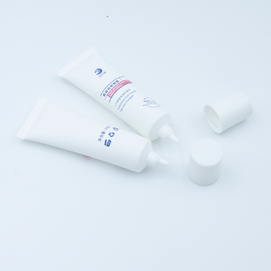 Tubo de boquilla larga de 30g para embalaje, protector solar facial, champú, máscara limpiadora, cosméticos, plástico vacío, suave, tubo de crema cosmética para ojos