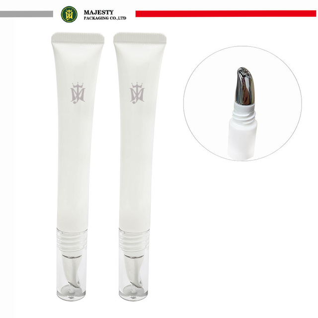 Masajeador vacío Aplicador de aleación de zinc Tubo cosmético 7 ml 10 ml 20 ml Aplicador de punta de brillo de metal para apretar el tubo personalizado