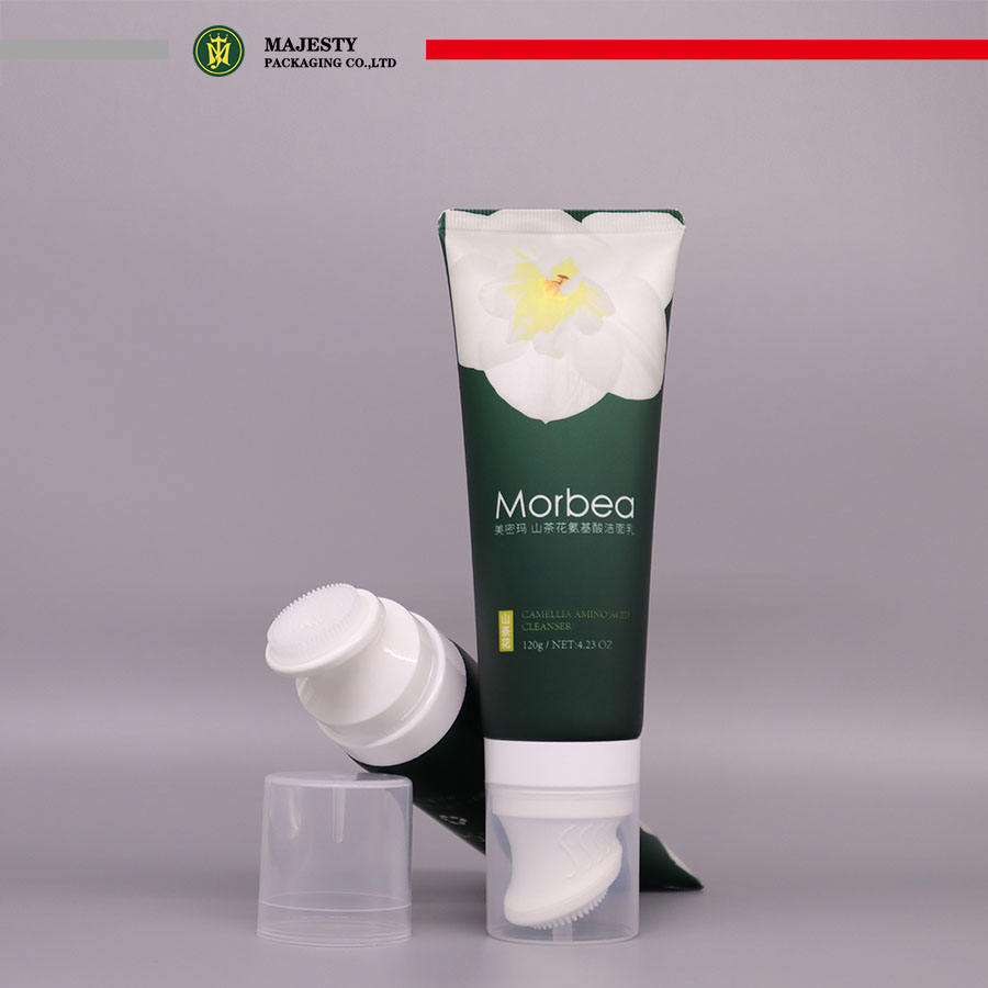 Tubo de limpiador facial personalizado, aplicador de silicona para apretar, tubo de plástico, embalaje cosmético, tubo suave para masaje