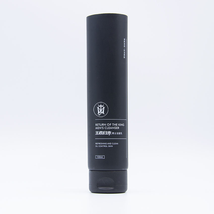 Tubos de empaquetado plásticos mate de encargo del cuidado de la piel de la tapa del tirón de la venta al por mayor del tubo cosmético del negro 60ml-100ml PE