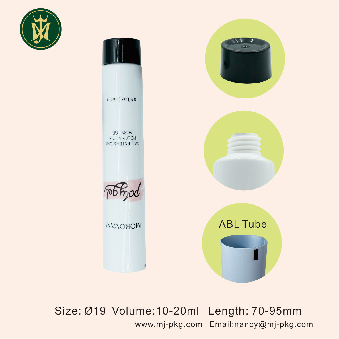 Tubo de Material de aluminio ABL personalizado, 10ml, 15ml, 20ml, crema para ojos vacía, envase de embalaje cosmético para champú protector solar